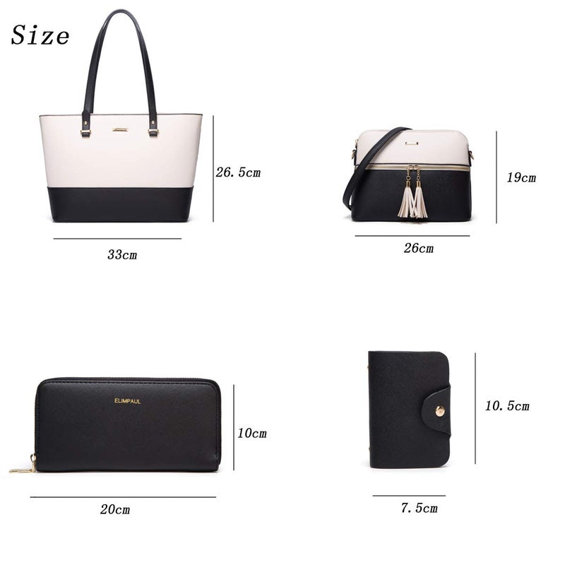 Lovematch Women Fashion Synthetic Leather Handbags Tote Bag Shoulder Bag Top Handle Satchel Purse Set 4pcs - Image 4